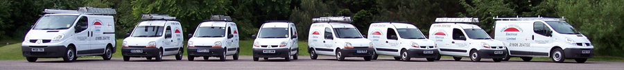 A row of Mike Thompson Electrical vans